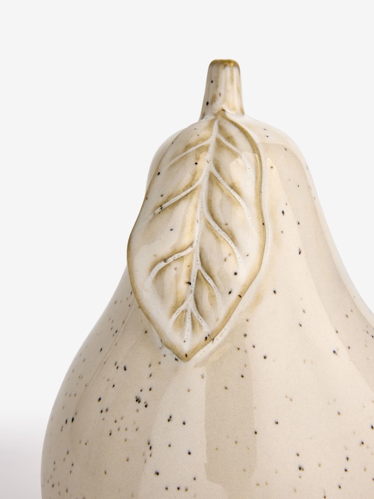 White Speckled Pear Ceramic Fruit Ornament - Image 1 of 2