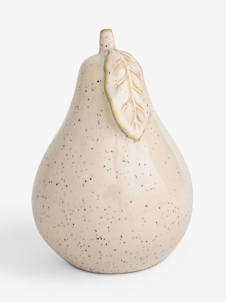 White Speckled Pear Ceramic Fruit Ornament - Image 2 of 2