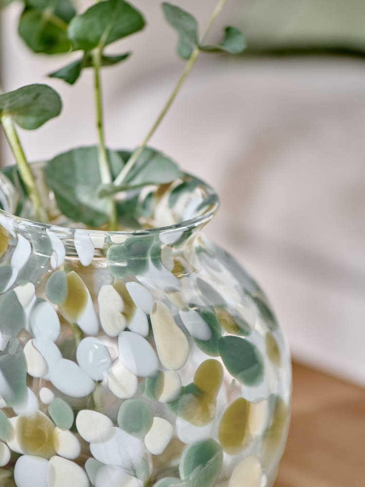 Green/Blue Confetti Glass Vase - Image 2 of 4