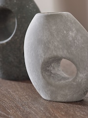 Grey/Brown Loxley Textured Set of 3 Ceramic Vase - Image 3 of 4