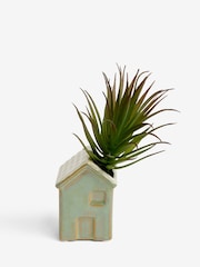 Green Artificial Succulent in Mini Ceramic House - Image 3 of 4