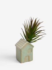 Green Artificial Succulent in Mini Ceramic House - Image 4 of 4
