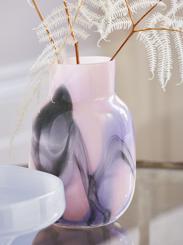 Pink/Purple Swirl Glass Vase - Image 2 of 3