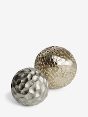 Set of 2 Silver and Gold Ball Ornaments - Image 3 of 5