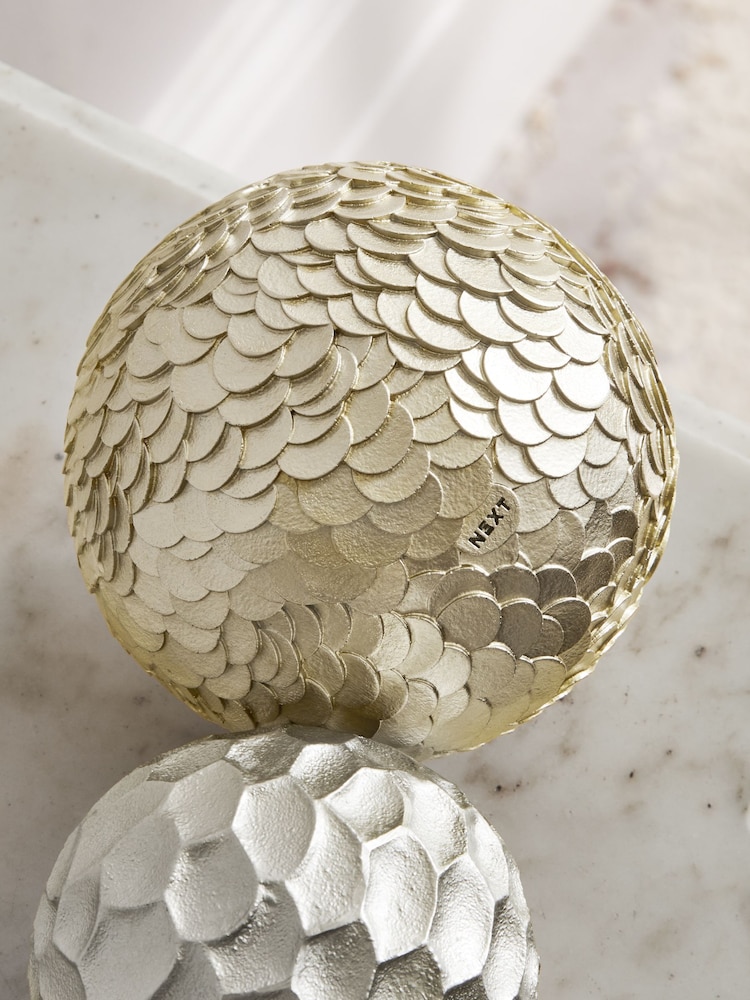 Set of 2 Silver and Gold Ball Ornaments - Image 5 of 5
