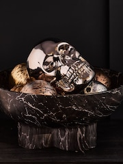 Silver Electroplated Ceramic Skull Ornament - Image 2 of 6
