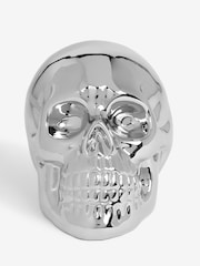 Silver Electroplated Ceramic Skull Ornament - Image 3 of 6