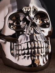 Silver Electroplated Ceramic Skull Ornament - Image 6 of 6
