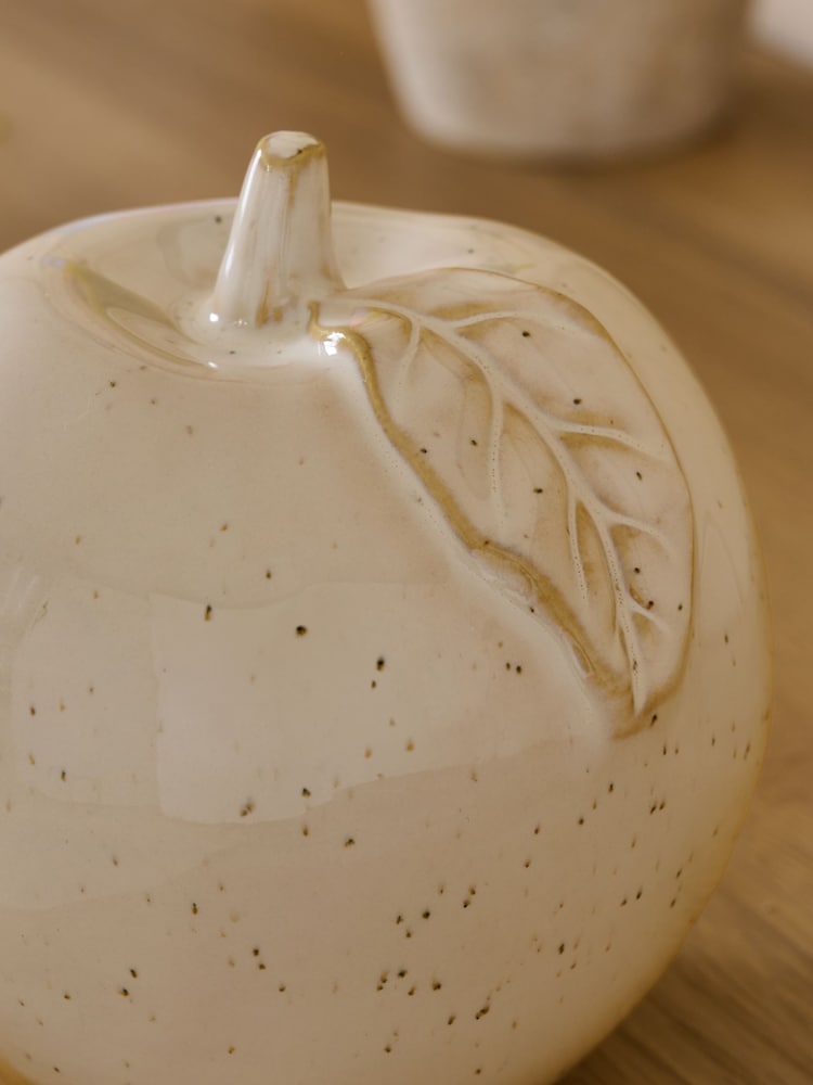 White Speckled Apple Ceramic Fruit Ornament - Image 2 of 4 White Speckled Apple Ceramic Fruit Ornament - Image 2 of 4