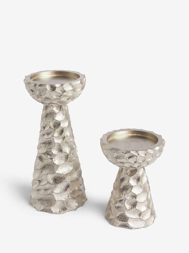 Silver Chic Lustre Pillar Candle Holder - Image 5 of 5 Silver Chic Lustre Pillar Candle Holder - Image 5 of 5
