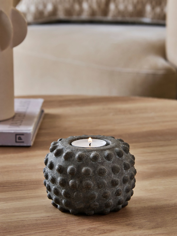 Grey Bobble Loxley Textured Tea Light Holder - Image 2 of 5 Grey Bobble Loxley Textured Tea Light Holder - Image 2 of 5