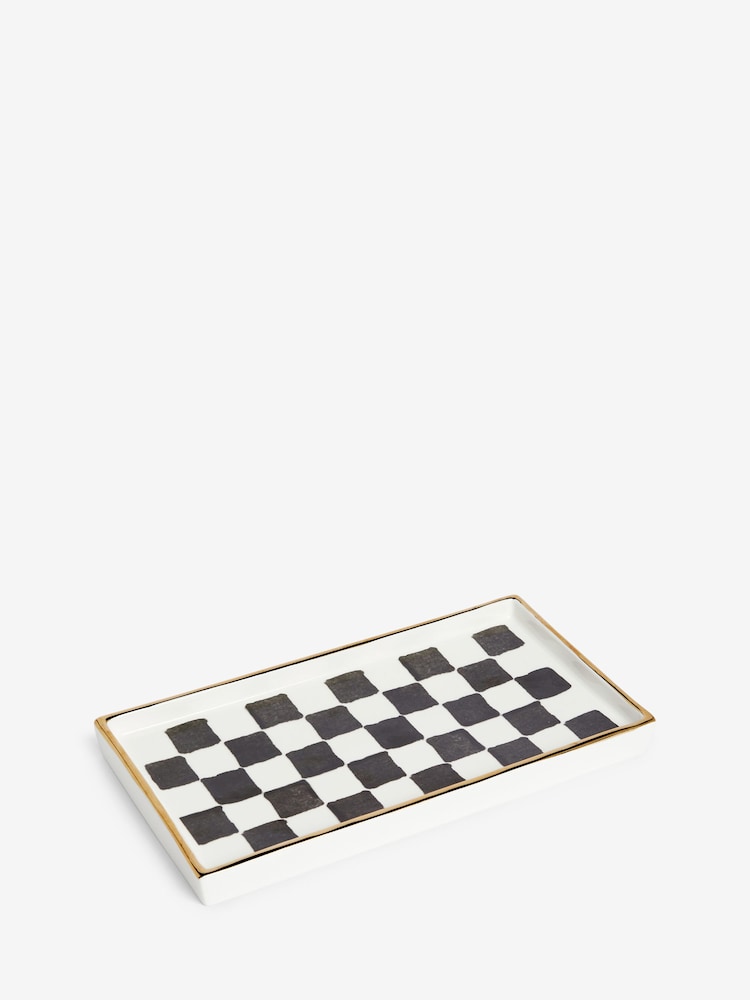 Blue/White Checkerboard Ceramic Trinket Tray - Image 3 of 3 Blue/White Checkerboard Ceramic Trinket Tray - Image 3 of 3