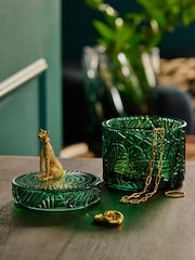 Green Glass Leopard Print Detail Trinket Pot - Image 2 of 4
