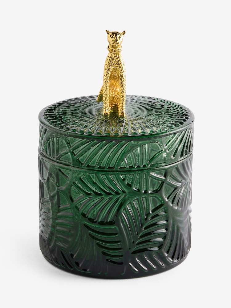Green Glass Leopard Print Detail Trinket Pot - Image 4 of 4