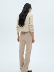 Mango Cream Ribbed Cardigan With Buttons - Image 4 of 7