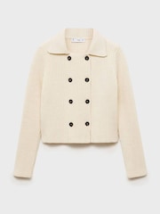 Mango Cream Ribbed Cardigan With Buttons - Image 6 of 7