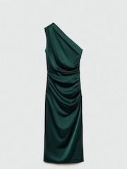 Mango Green One Shoulder Side Split Midi Dress - Image 6 of 7