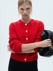 Mango Red Knitted Pearl Jacket - Image 1 of 6