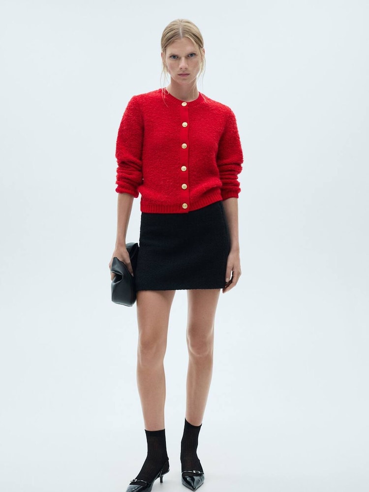 Mango Red Knitted Pearl Jacket - Image 2 of 6