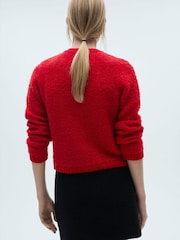 Mango Red Knitted Pearl Jacket - Image 3 of 6