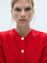 Mango Red Knitted Pearl Jacket - Image 4 of 6