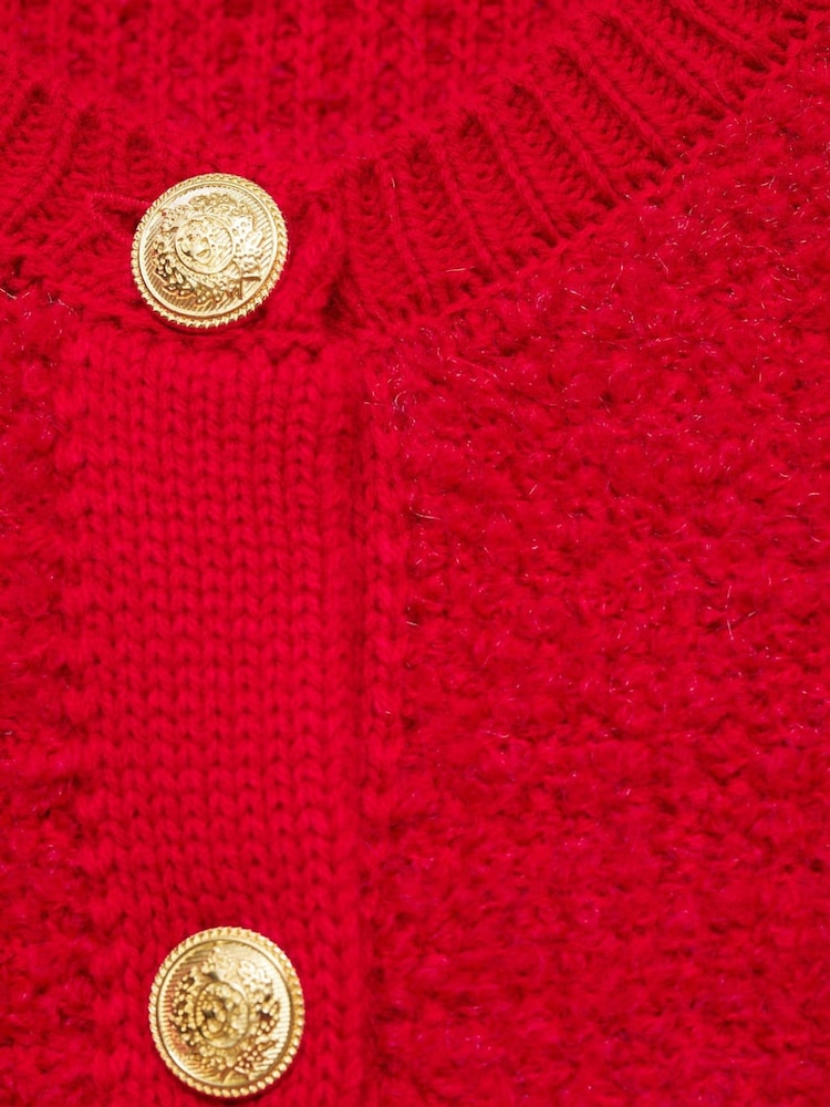 Mango Red Knitted Pearl Jacket - Image 6 of 6