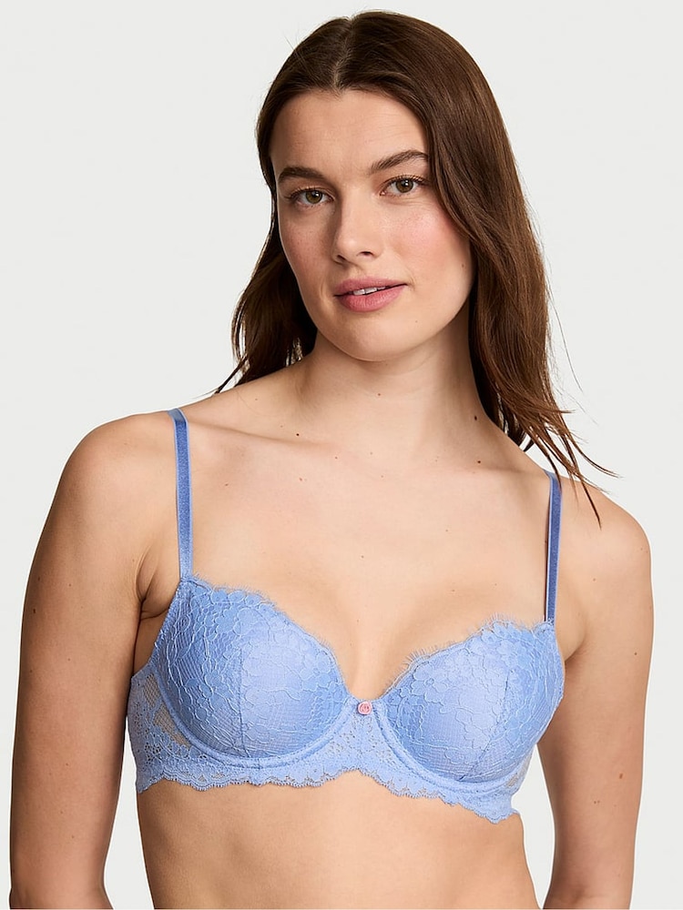 Victoria's Secret Blue Cameo Lightly Lined Demi Lace Bra - Image 1 of 3