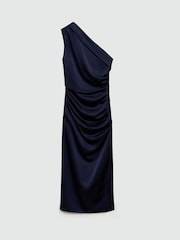 Mango Blue One Shoulder Side Split Midi Dress - Image 6 of 7