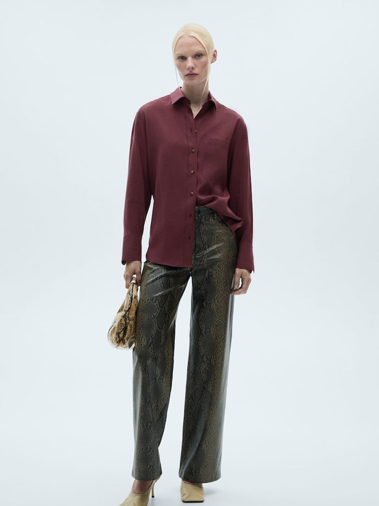 Mango Red Long Sleeve Collared Shirt - Image 1 of 6