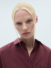 Mango Red Long Sleeve Collared Shirt - Image 4 of 6