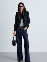 Mango Black Pocket Tweed Jacket - Image 1 of 7