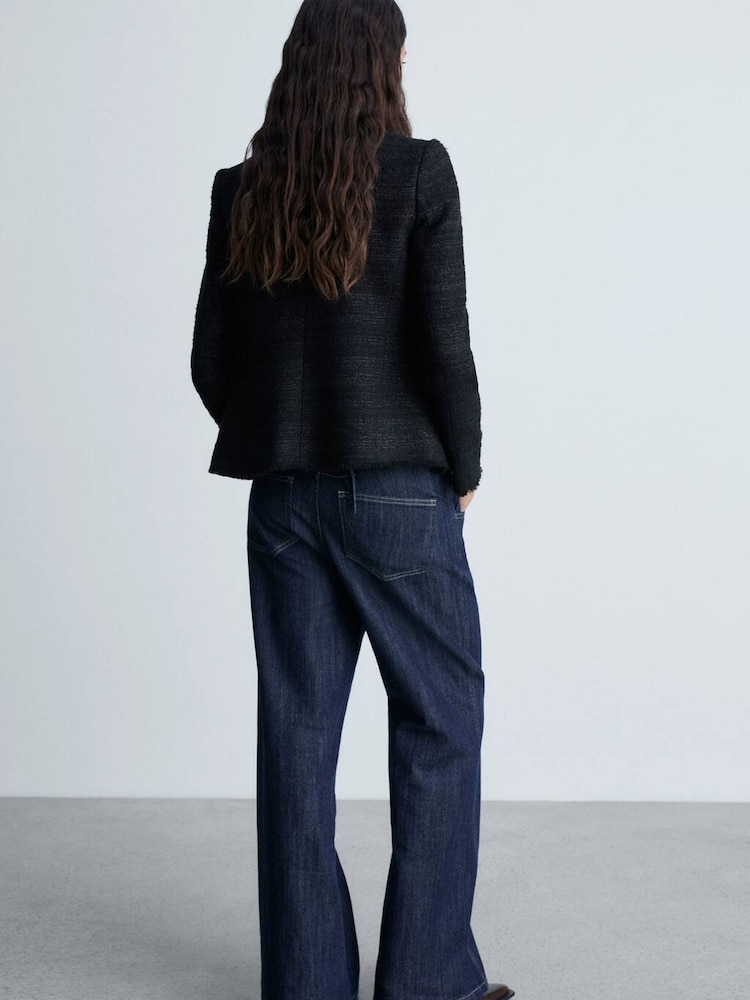 Mango Black Pocket Tweed Jacket - Image 2 of 7