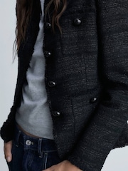 Mango Black Pocket Tweed Jacket - Image 5 of 7