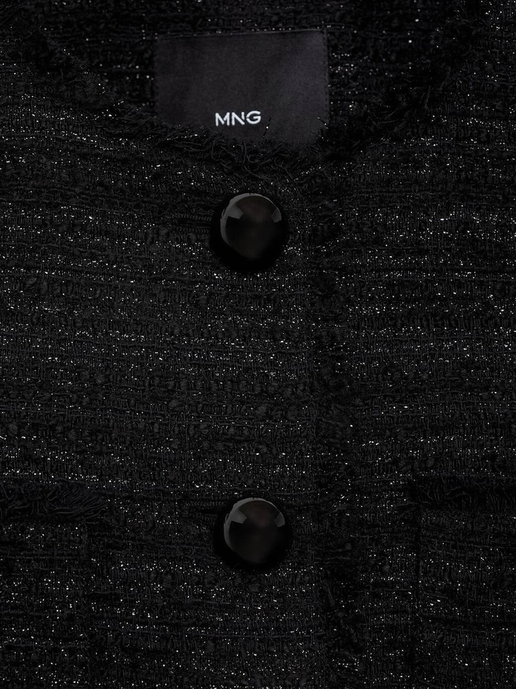 Mango Black Pocket Tweed Jacket - Image 7 of 7