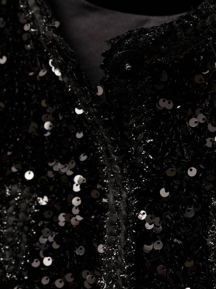 Mango Black Sequin Cropped Jacket - Image 6 of 6 Mango Black Sequin Cropped Jacket - Image 6 of 6