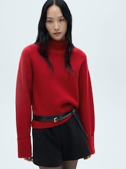 Mango Red High Neck Rib Jumper - Image 1 of 6