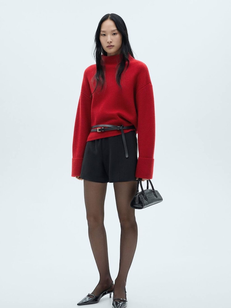 Mango Red High Neck Rib Jumper - Image 2 of 6