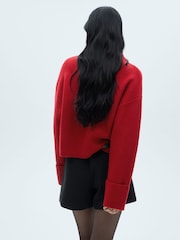 Mango Red High Neck Rib Jumper - Image 3 of 6