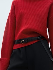 Mango Red High Neck Rib Jumper - Image 4 of 6