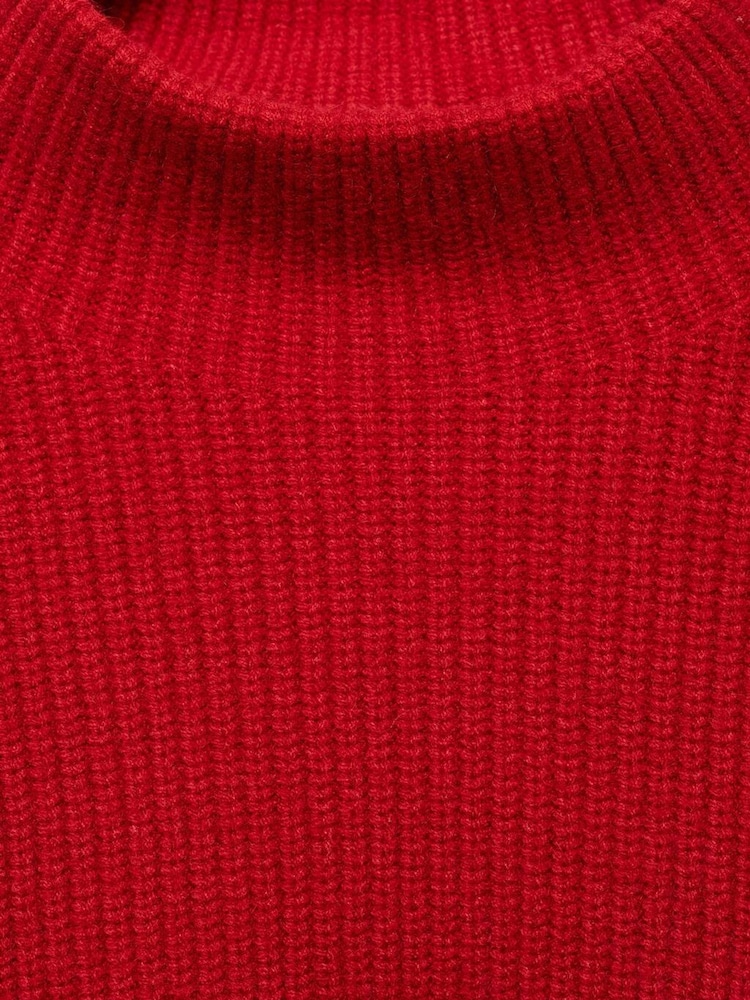 Mango Red High Neck Rib Jumper - Image 6 of 6