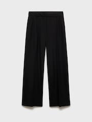 Mango Black Straight Fit Pleated Trousers - Image 7 of 8
