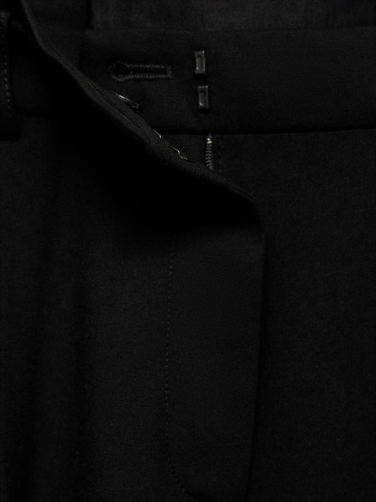 Mango Black Straight Fit Pleated Trousers - Image 8 of 8