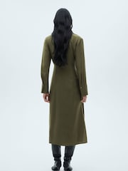Mango Green Wrap Shirt Midi Dress - Image 2 of 6