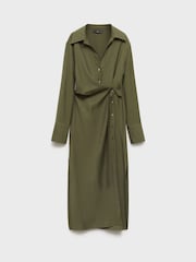Mango Green Wrap Shirt Midi Dress - Image 5 of 6