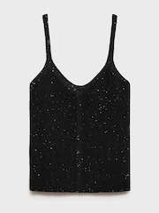Mango Black Knitted Sequin Tank Top - Image 5 of 6