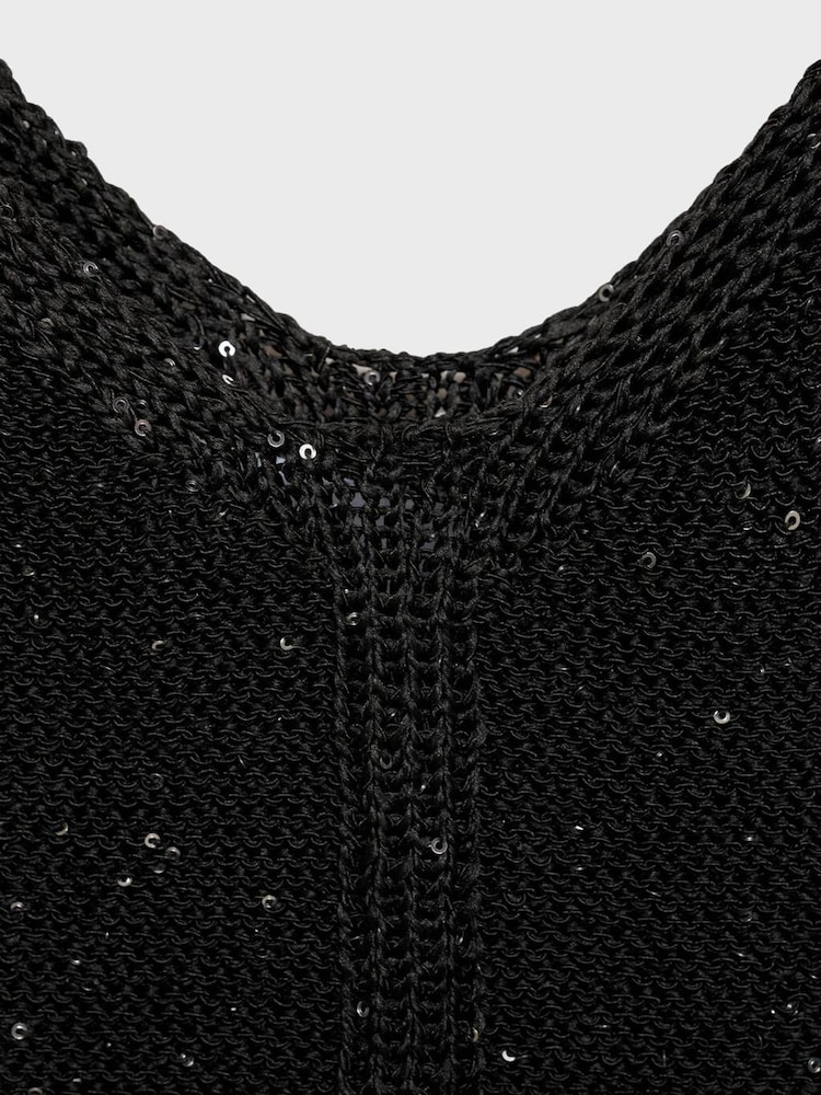 Mango Black Knitted Sequin Tank Top - Image 6 of 6