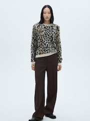 Mango Black Animal Print Fluffy Jumper - Image 2 of 6