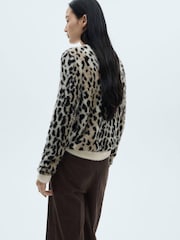 Mango Black Animal Print Fluffy Jumper - Image 3 of 6