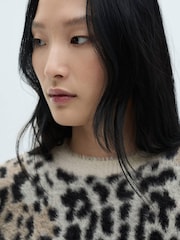 Mango Black Animal Print Fluffy Jumper - Image 4 of 6