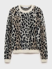 Mango Black Animal Print Fluffy Jumper - Image 5 of 6